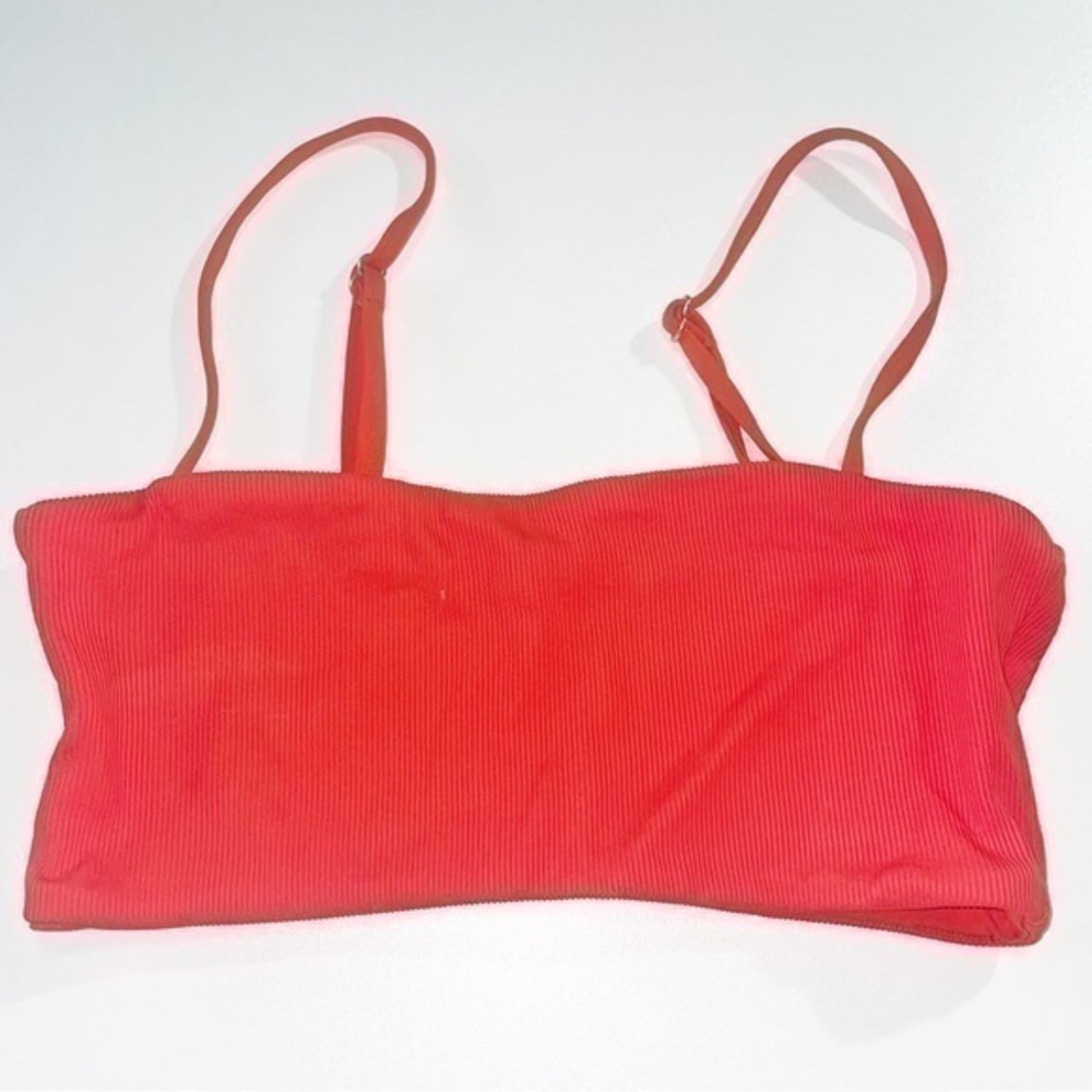 L Space Ribbed Rebel Sunset Orange Red Bikini Top